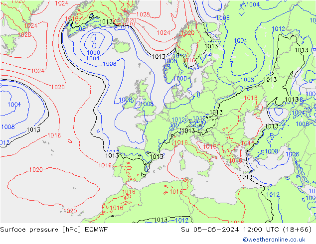 Surface pressure ECMWF Su 05.05.2024 12 UTC