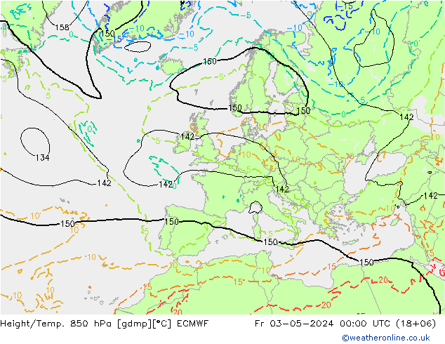 Height/Temp. 850 hPa ECMWF Fr 03.05.2024 00 UTC