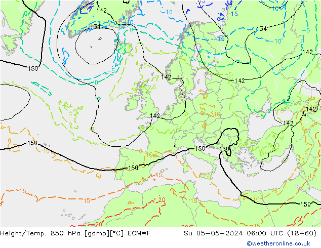 Z500/Regen(+SLP)/Z850 ECMWF zo 05.05.2024 06 UTC