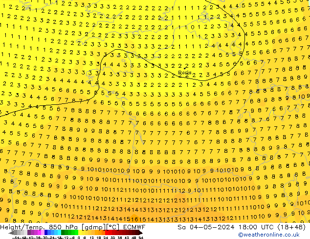 Z500/Rain (+SLP)/Z850 ECMWF Sa 04.05.2024 18 UTC