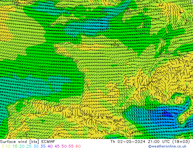 Surface wind ECMWF Th 02.05.2024 21 UTC