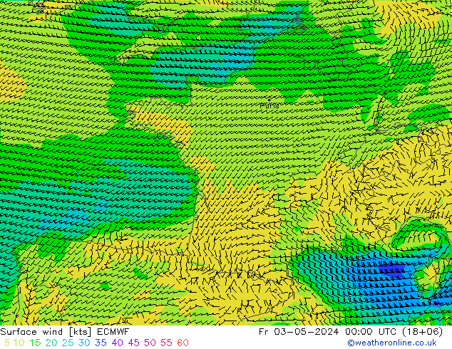 Prec 6h/Wind 10m/950 ECMWF ven 03.05.2024 00 UTC