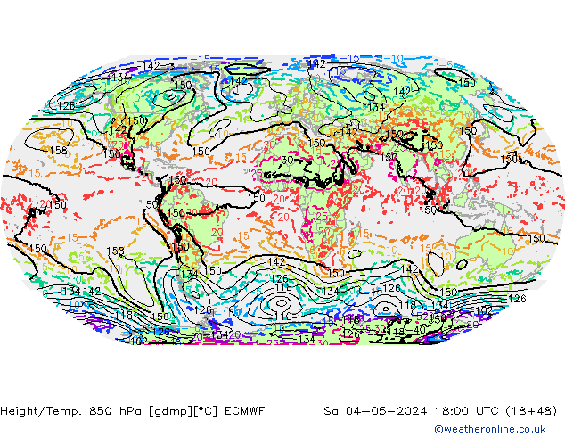 Z500/Yağmur (+YB)/Z850 ECMWF Cts 04.05.2024 18 UTC