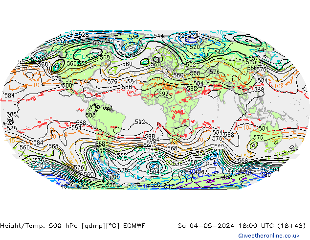 Z500/Yağmur (+YB)/Z850 ECMWF Cts 04.05.2024 18 UTC