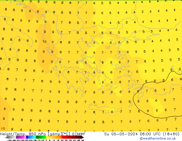 Z500/Rain (+SLP)/Z850 ECMWF dim 05.05.2024 06 UTC