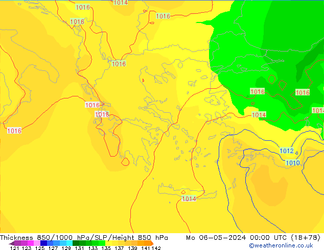 Thck 850-1000 гПа ECMWF пн 06.05.2024 00 UTC