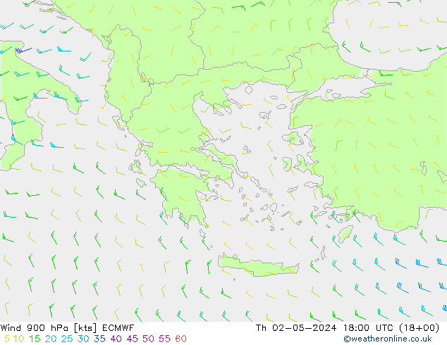 Wind 900 hPa ECMWF Th 02.05.2024 18 UTC