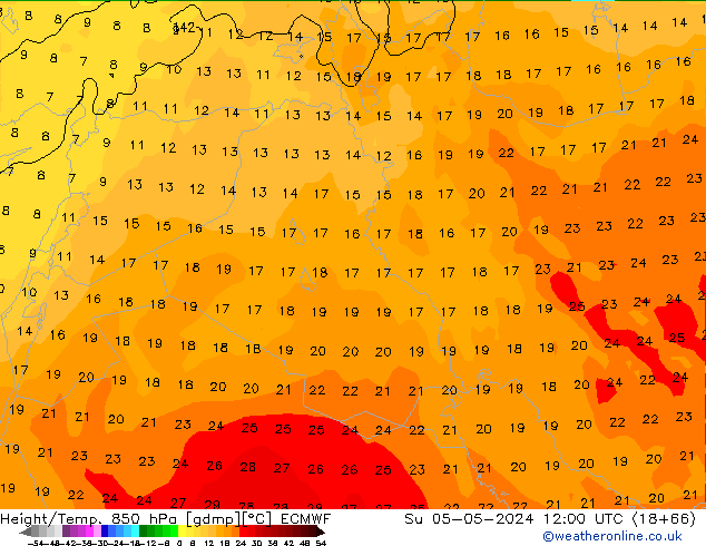 Z500/Rain (+SLP)/Z850 ECMWF  05.05.2024 12 UTC