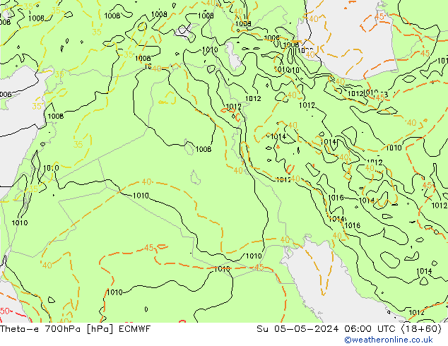 Theta-e 700hPa ECMWF Paz 05.05.2024 06 UTC