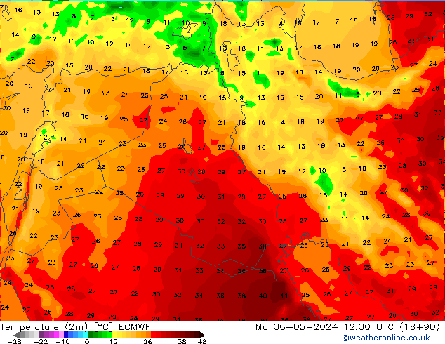 Temperatura (2m) ECMWF Seg 06.05.2024 12 UTC