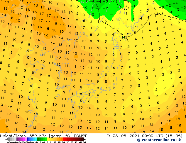 Z500/Rain (+SLP)/Z850 ECMWF пт 03.05.2024 00 UTC