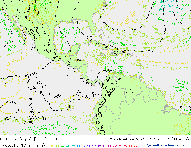 Isotachen (mph) ECMWF Mo 06.05.2024 12 UTC