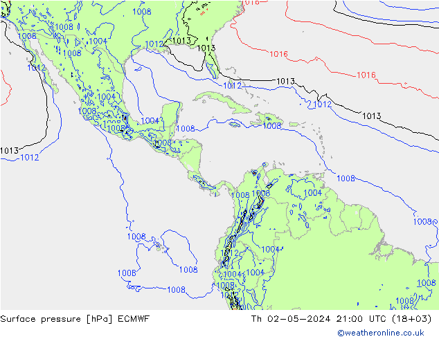 Surface pressure ECMWF Th 02.05.2024 21 UTC