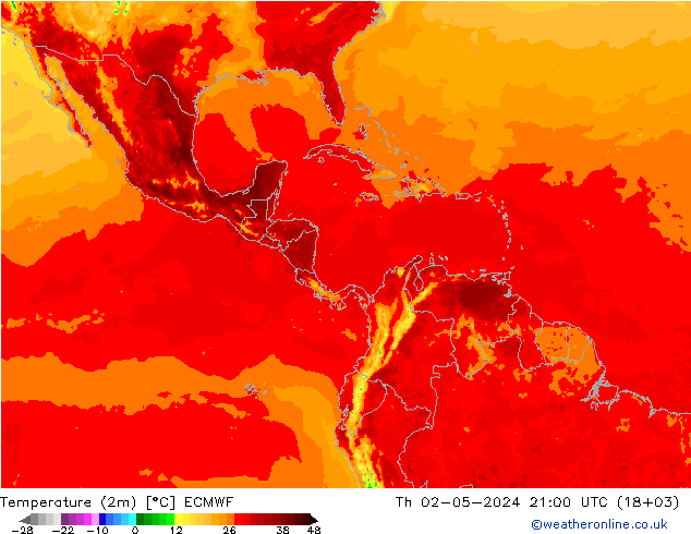 карта температуры ECMWF чт 02.05.2024 21 UTC