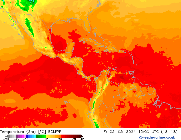 Temperature (2m) ECMWF Fr 03.05.2024 12 UTC