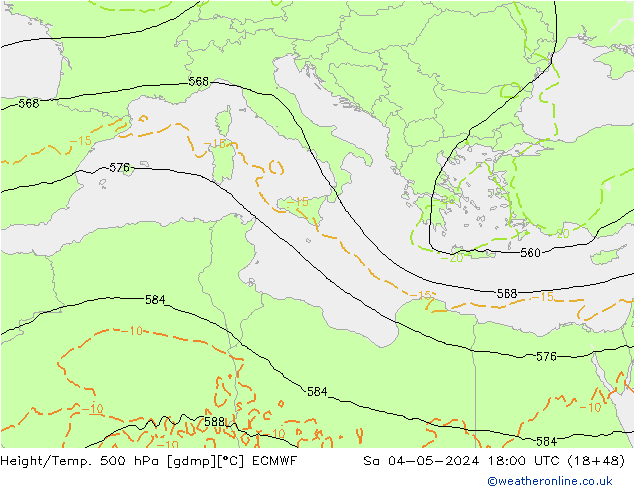 Z500/Rain (+SLP)/Z850 ECMWF sáb 04.05.2024 18 UTC