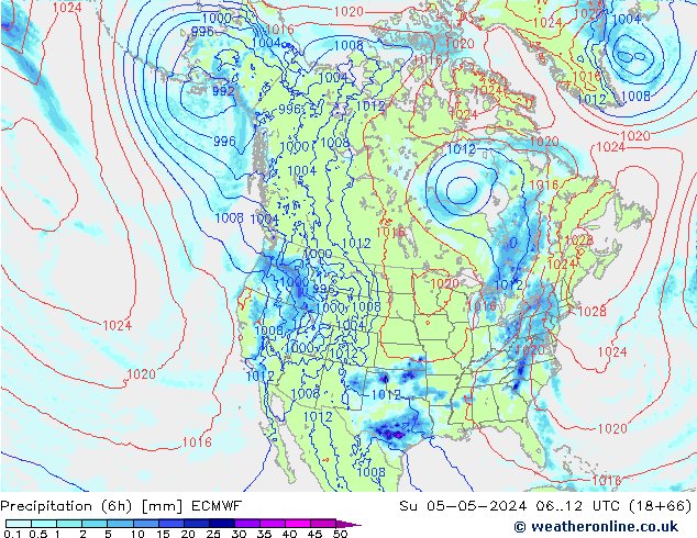 Z500/Rain (+SLP)/Z850 ECMWF Вс 05.05.2024 12 UTC