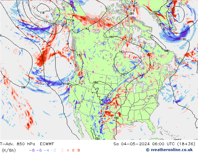 T-Adv. 850 hPa ECMWF za 04.05.2024 06 UTC