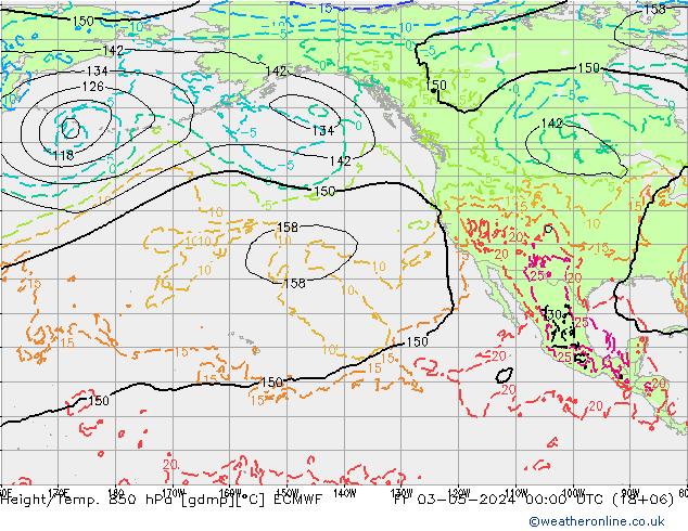 Z500/Rain (+SLP)/Z850 ECMWF Fr 03.05.2024 00 UTC