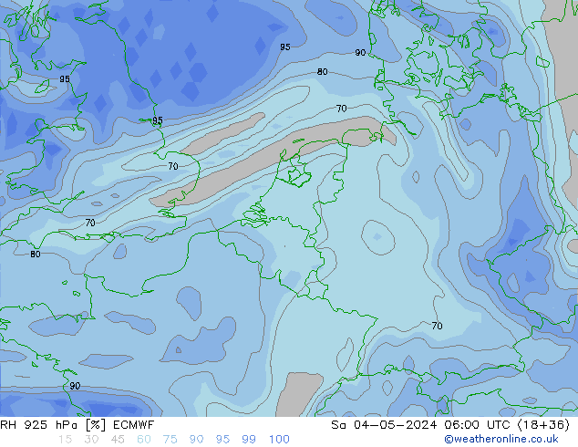 Humidité rel. 925 hPa ECMWF sam 04.05.2024 06 UTC