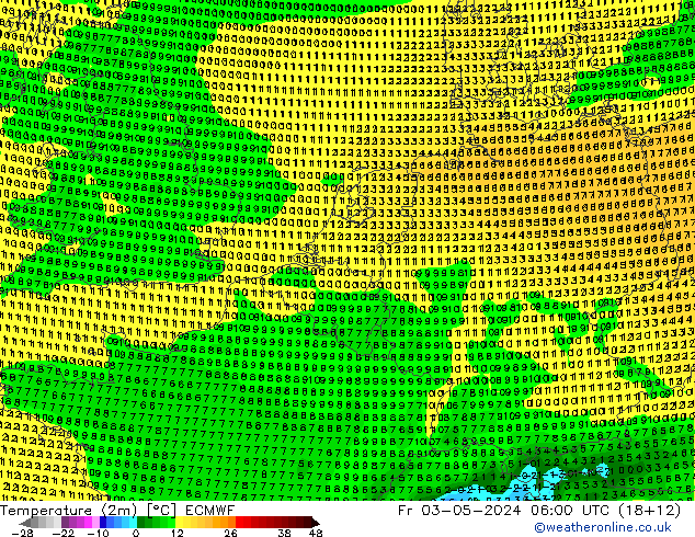 Temperaturkarte (2m) ECMWF Fr 03.05.2024 06 UTC