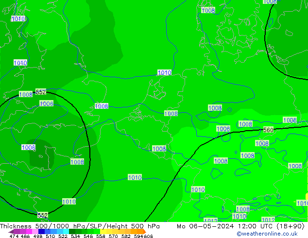 Thck 500-1000hPa ECMWF Mo 06.05.2024 12 UTC