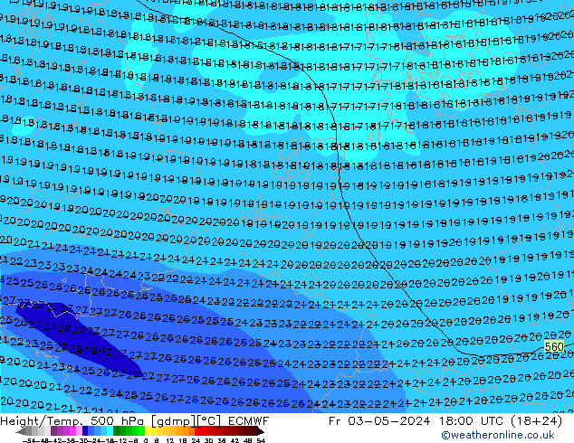 Z500/Rain (+SLP)/Z850 ECMWF Fr 03.05.2024 18 UTC