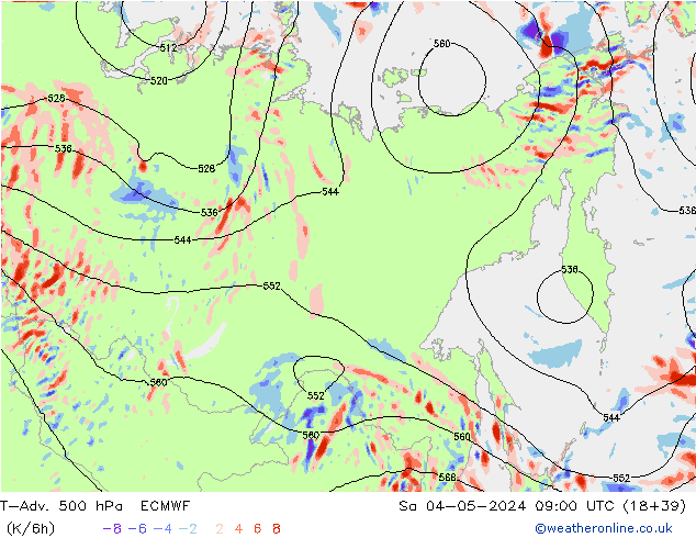 T-Adv. 500 hPa ECMWF za 04.05.2024 09 UTC