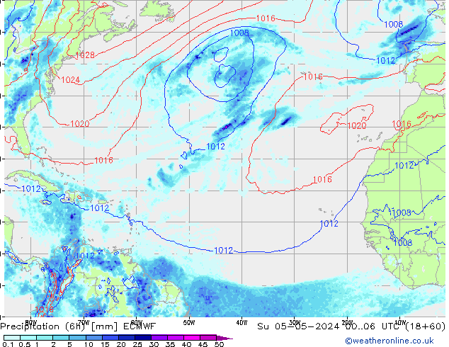 Z500/Regen(+SLP)/Z850 ECMWF zo 05.05.2024 06 UTC