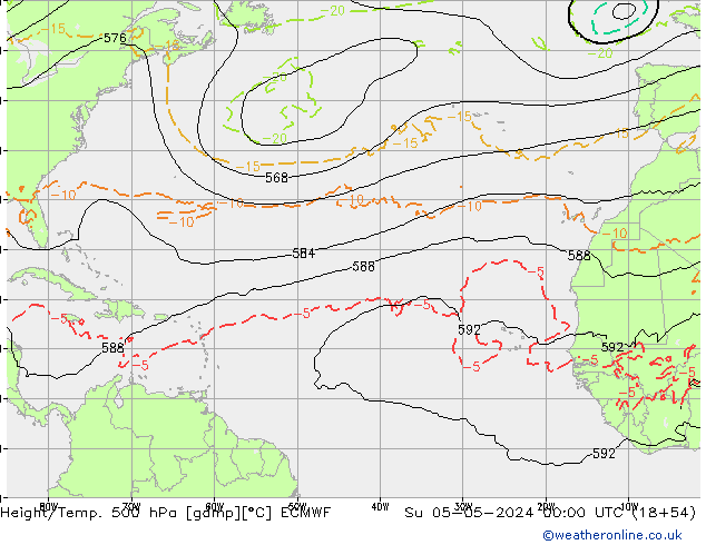 Z500/Rain (+SLP)/Z850 ECMWF Ne 05.05.2024 00 UTC
