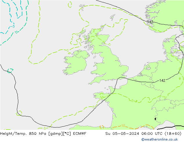 Z500/Regen(+SLP)/Z850 ECMWF zo 05.05.2024 06 UTC