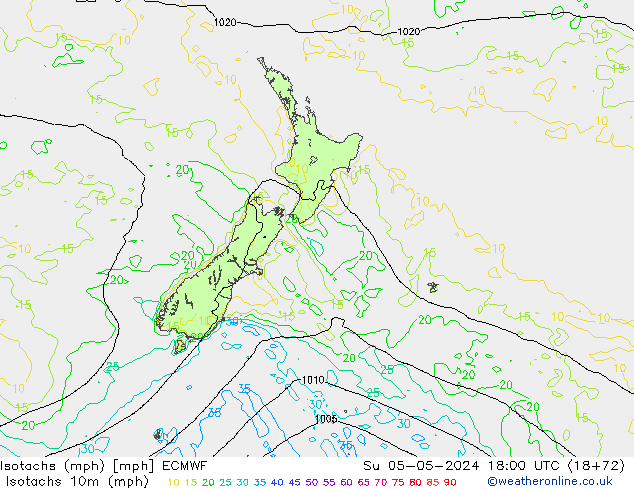 Isotachs (mph) ECMWF Su 05.05.2024 18 UTC