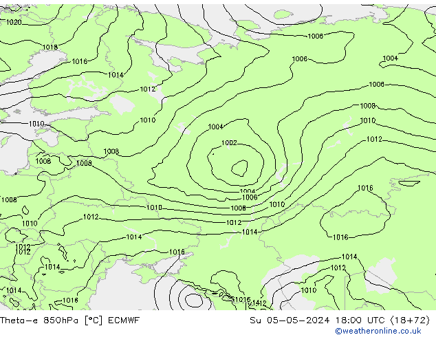 Theta-e 850hPa ECMWF dom 05.05.2024 18 UTC