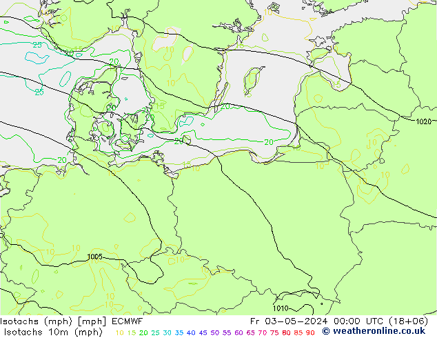 Isotachs (mph) ECMWF  03.05.2024 00 UTC