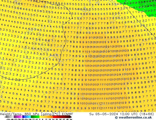 Z500/Regen(+SLP)/Z850 ECMWF zo 05.05.2024 12 UTC