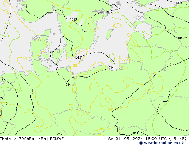 Theta-e 700hPa ECMWF  04.05.2024 18 UTC