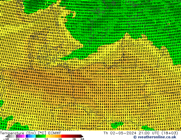 Temperatura (2m) ECMWF gio 02.05.2024 21 UTC