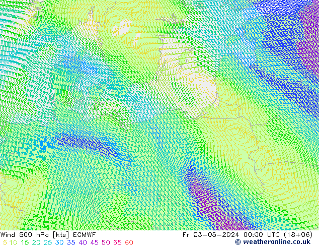 Wind 500 hPa ECMWF Fr 03.05.2024 00 UTC