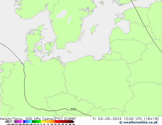 Z500/Rain (+SLP)/Z850 ECMWF  03.05.2024 12 UTC