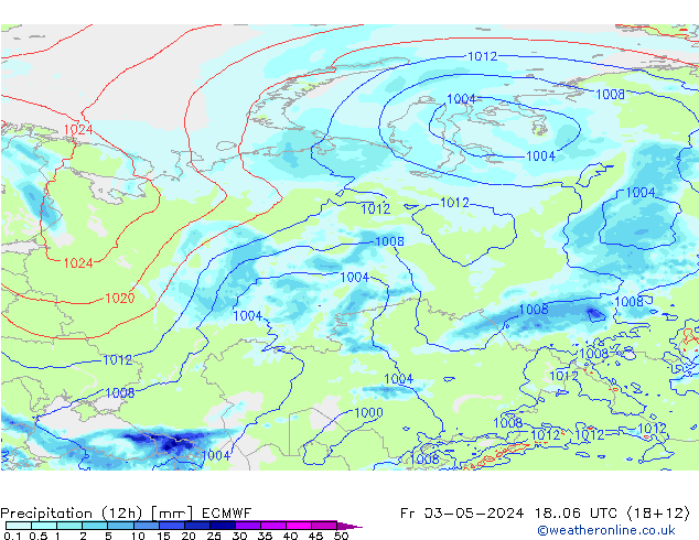 Precipitation (12h) ECMWF Fr 03.05.2024 06 UTC