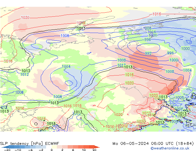 SLP tendency ECMWF Mo 06.05.2024 06 UTC