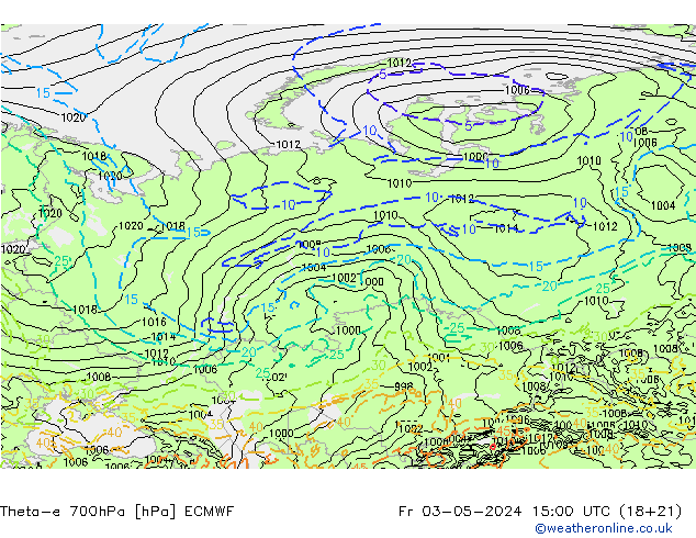 Theta-e 700hPa ECMWF Fr 03.05.2024 15 UTC