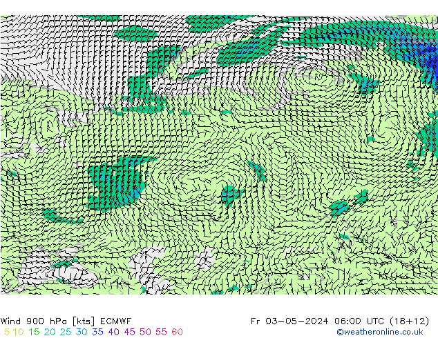 Rüzgar 900 hPa ECMWF Cu 03.05.2024 06 UTC