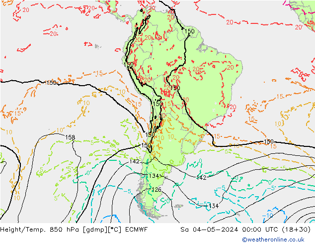 Z500/Yağmur (+YB)/Z850 ECMWF Cts 04.05.2024 00 UTC