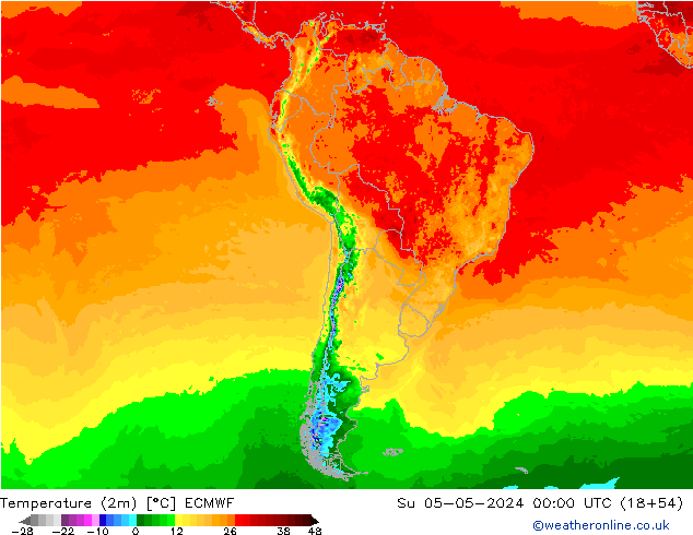 Temperatura (2m) ECMWF dom 05.05.2024 00 UTC