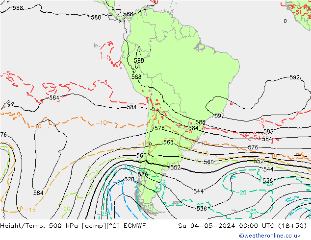 Z500/Yağmur (+YB)/Z850 ECMWF Cts 04.05.2024 00 UTC