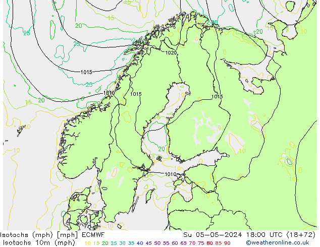 Isotachs (mph) ECMWF Su 05.05.2024 18 UTC