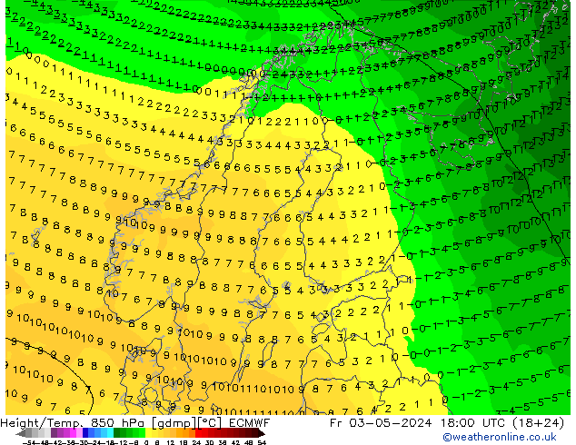 Z500/Rain (+SLP)/Z850 ECMWF ven 03.05.2024 18 UTC