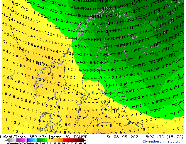 Z500/Rain (+SLP)/Z850 ECMWF dom 05.05.2024 18 UTC