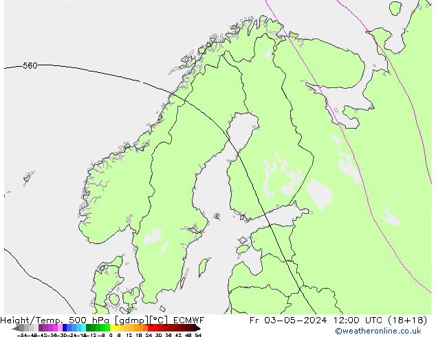 Z500/Rain (+SLP)/Z850 ECMWF Fr 03.05.2024 12 UTC